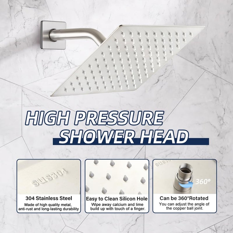 POP SANITARYWARE Shower Tub Faucet Set Brushed Nickel Bathroom 8 Inch Shower Head System with Tub Spout Wall Mounted Singe Handle Tub and Shower Trim Kit with Valve - Image 2